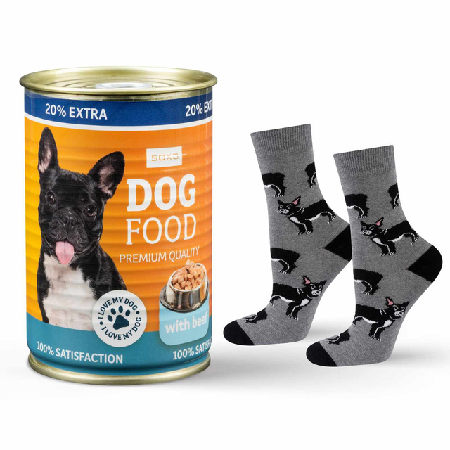 Calcetines de bulldog para hombre SOXO en lata 