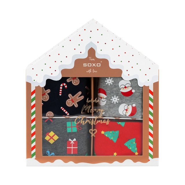 Conjunto de 4 calzoncillos tipo bóxer de Navidad para hombre para Navidad, la idea de regalo perfecta