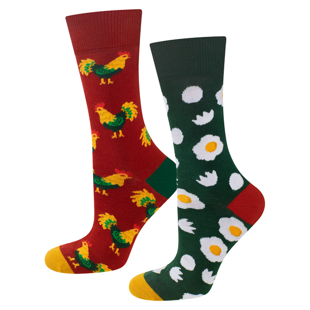 Calcetines de colores para hombre SOXO gallina | pizza | linterna | huevo - 4 pares 