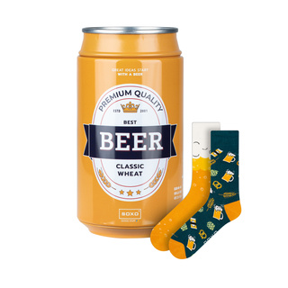 Calcetines coloridos SOXO GOOD STUFF para hombre, divertida cerveza de trigo clásica en una lata para regalo