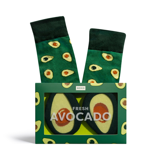 Calcetines de Mujer | Calcetines de Hombre SOXO | Aguacate en una caja | idea de regalo divertida | calcetines divertidos para Ella | para Él Unisex