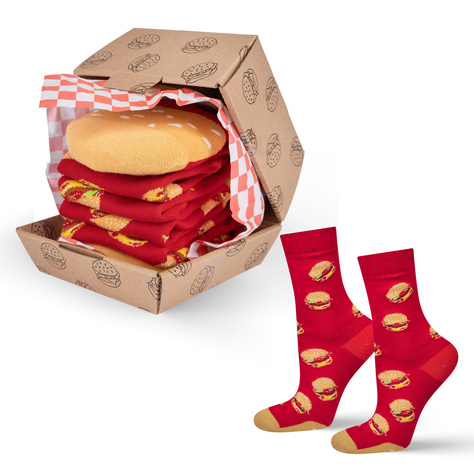 Calcetines Mujer | SOXO para hombre | Hamburguesa en una caja | idea de regalo alegre | calcetines divertidos para ella | para el unisexo