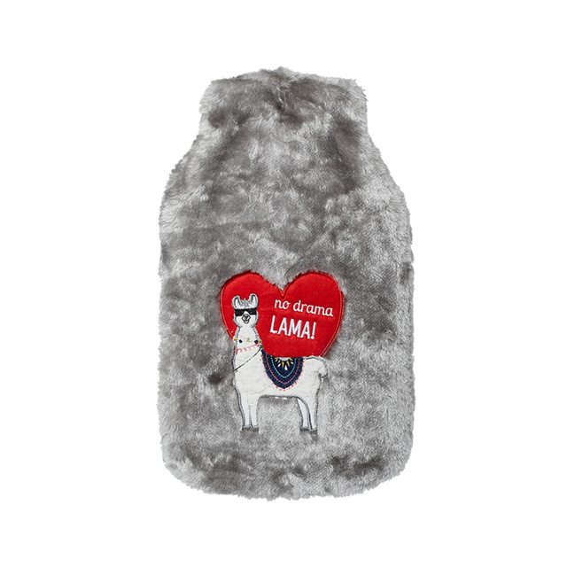 Botella de agua caliente gris grande 1.8L SOXO en una funda