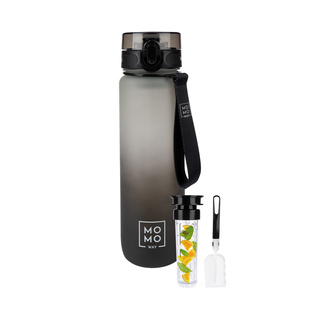 MOMO WAY Botella de agua gris-negro | idea de regalo | BPA free | Tritan