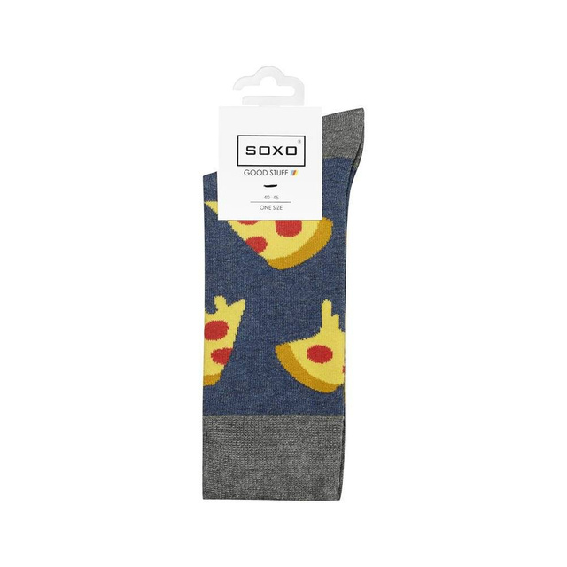 Juego de 4 calcetines de hombre SOXO GOOD STUFF en una caja de pizza