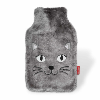 Botella de agua caliente GRANDE 1.8L calentador SOXO gris con funda de pelo peluche REGALO