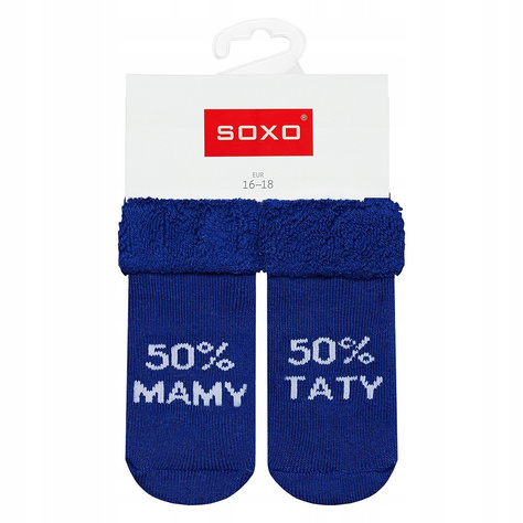 Calcetines de bebé SOXO azul marino con inscripciones