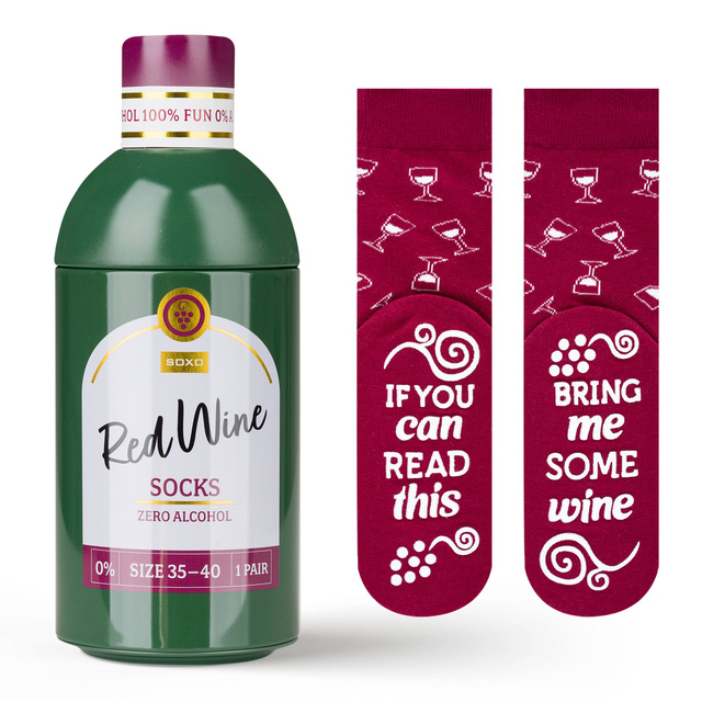 SOXO GOOD STUFF calcetines de mujer graciosos Red Wine en una botella de regalo