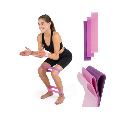 Set de 3 bandas de resistencia Soxo rosa para ejercicio 