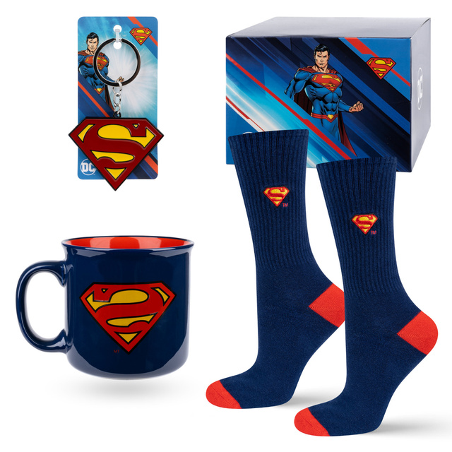 Superman set taza calcetines y llavero