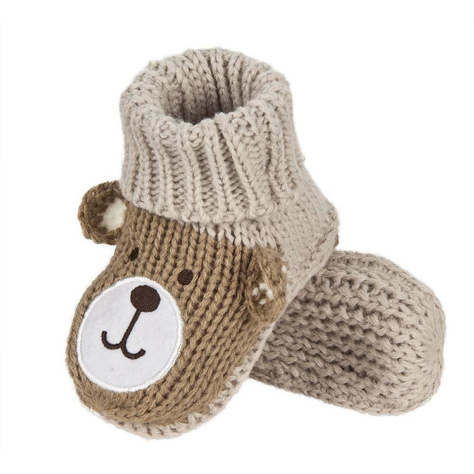 Pantuflas de bebé SOXO beige con osito de peluche