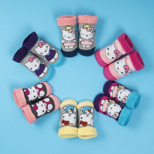 Calcetines de bebé SOXO Hello Kitty grises hechos de ABS