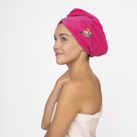 MOMO WAY Turbante de baño rosa | toalla tucan