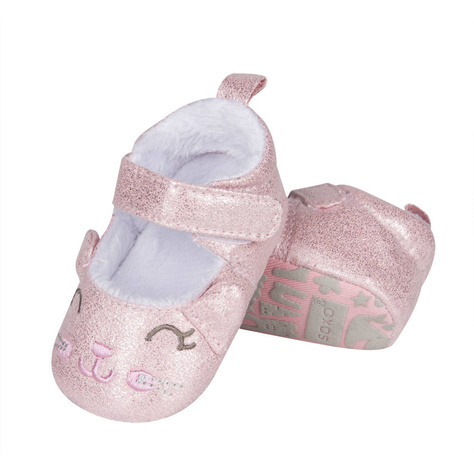 Pantuflas de bebé SOXO rosa con pelo de gatos