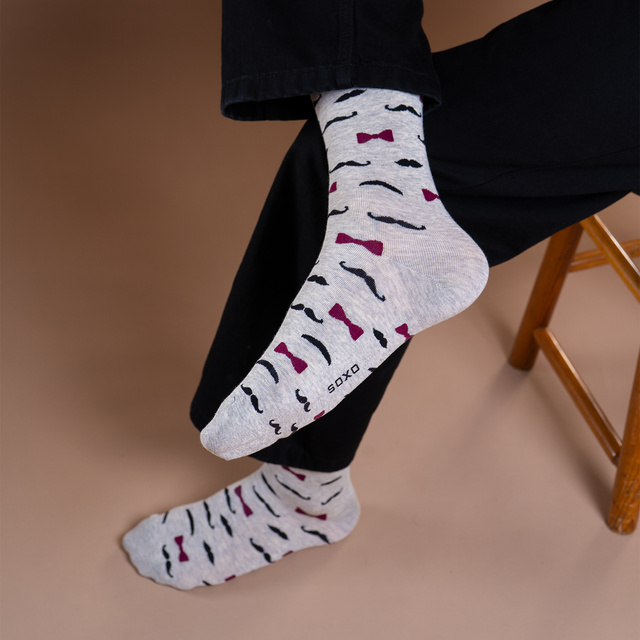 Calcetines coloridos de SOXO GOOD STUFF para hombre, algodón con inscripciones polacas super grandpa