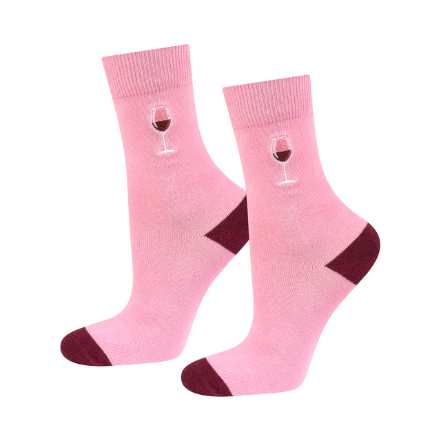 Set de 3 divertidos calcetines SOXO Vino tinto para mujer en tubo de regalo 