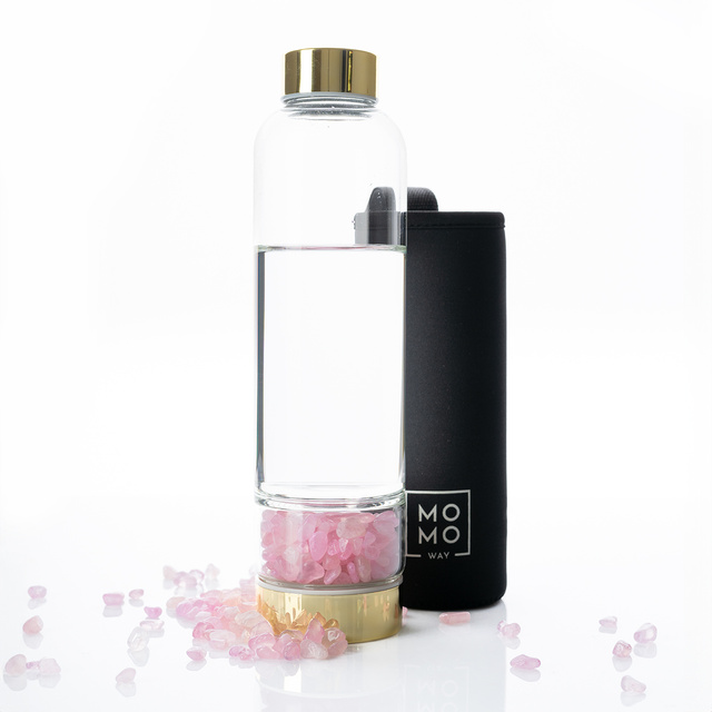 Botella de agua de cuarzo rosa 450 ml 