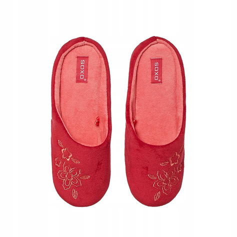 Zapatillas casa de mujer SOXO rojas con bordado y suela dura