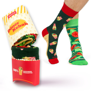 Juego de 2 calcetines coloridos SOXO para hombre | kebab en una caja | regalo divertido para un hombre | colores