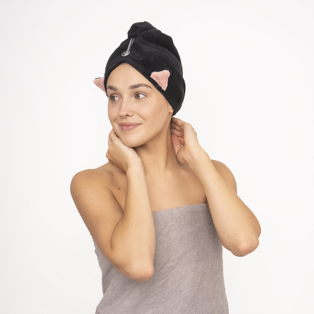 MOMO WAY turbante de baño gato negro | toalla