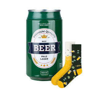 Calcetines de colores SOXO GOOD STUFF para hombre, divertida cerveza Pale Lager en una lata de regalo
