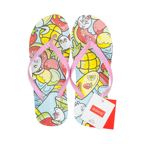 Chanclas de playa para mujer y hombre.SOXO | Fruta alegre y colorida | Perfecto para unas vacaciones en la playa y una piscina