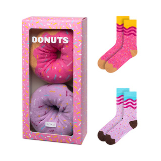 Juego de 2 calcetines Soxo Donut para mujer en una caja | Perfecto para un regalo | divertido y feliz | rosa