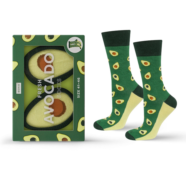 Calcetines de Mujer | Calcetines de Hombre SOXO | Aguacate en una caja | idea de regalo divertida | calcetines divertidos para Ella | para Él Unisex