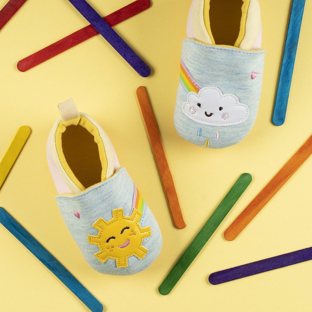 Zapatillas de bebé SOXO azul con sol y nube