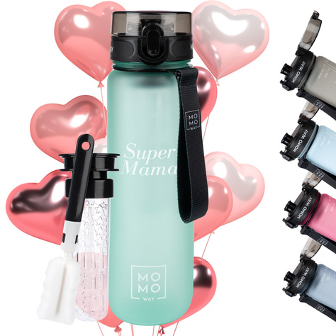 MOMO WAY Botella de agua verde claro | ideal para viajes | BPA free | Tritan