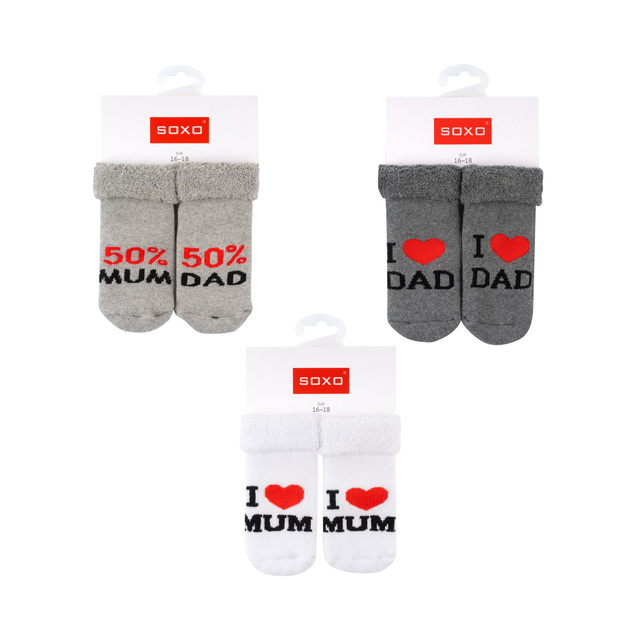 Lote de 3 calcetines para bebé SOXO azul marino con inscripción