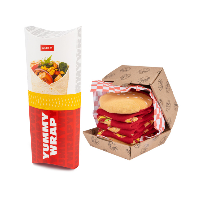 3 x Calcetines de hombre | Hamburguesa en una caja | Kebab en una caja | regalo divertido para él