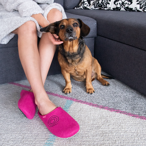 Pantuflas de fieltro para mujer SOXO con suela de TPR dura rosa