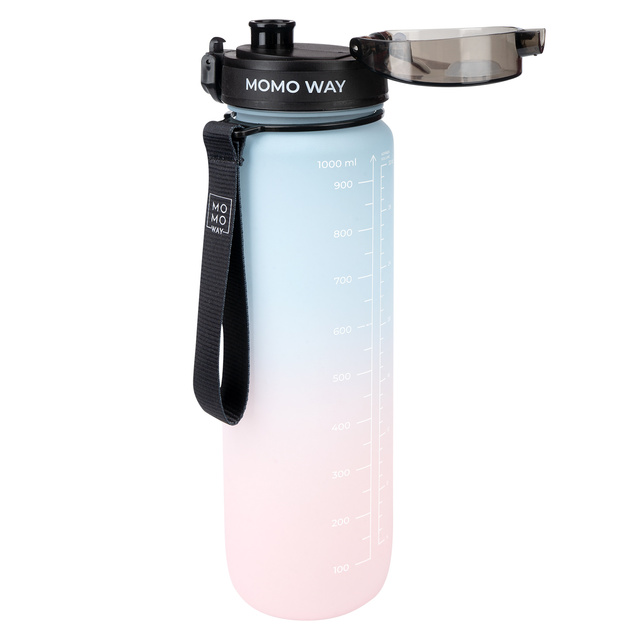 MOMO WAY Botella de agua azul y rosa | ideal para viajes | BPA free | Tritan