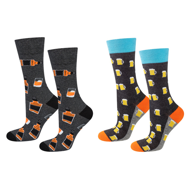 Juego de calcetines para hombre Whisky en botella y cerveza en lata
