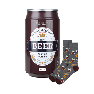 Calcetines de colores SOXO GOOD STUFF para hombre, divertida cerveza oscura, ahumada en lata