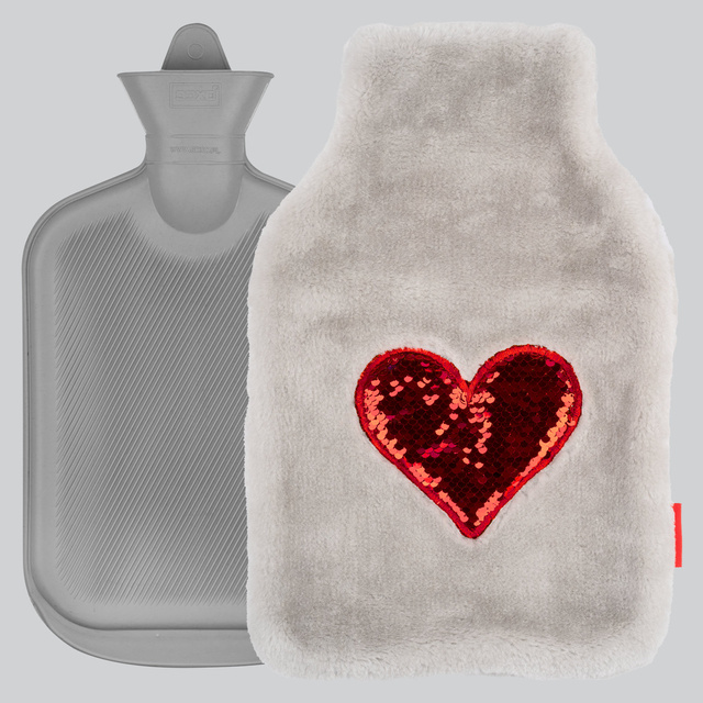 Bolsa de agua caliente corazón SOXO gris1,8 L
