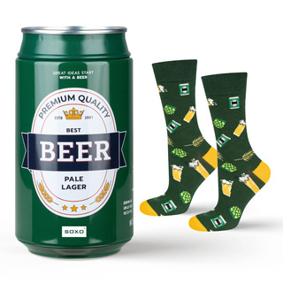 Calcetines de colores SOXO GOOD STUFF para hombre, divertida cerveza oscura, ahumada en lata