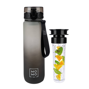 MOMO WAY Botella de agua gris-negro | idea de regalo | BPA free | Tritan