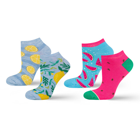 Juego de 2 calcetines tobilleros SOXO de colores para mujer | coloridos patrones de frutas