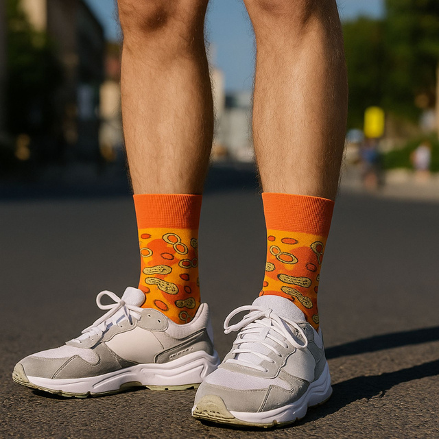 Calcetines de hombre | Colorido SOXO GOOD STUFF Mantequilla de cacahuete en un divertido tarro de algodón para regalo para él | para ella