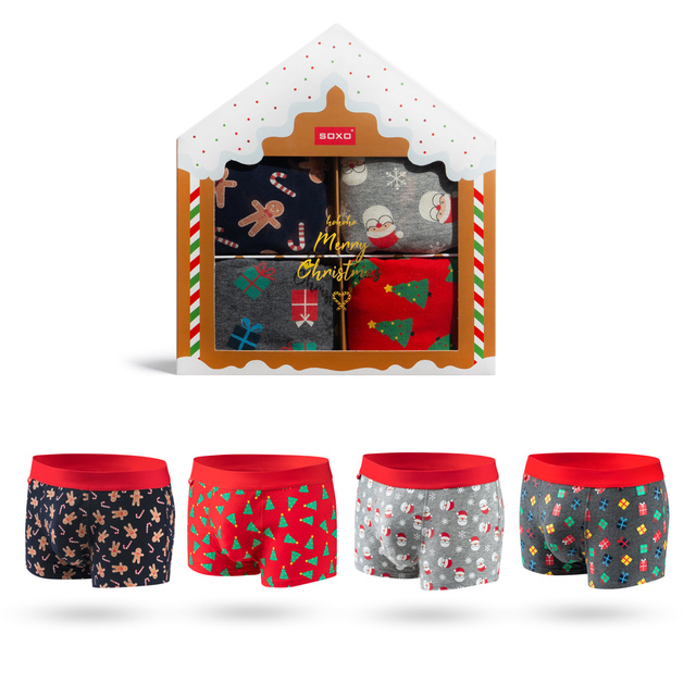 Conjunto de 4 calzoncillos tipo bóxer de Navidad para hombre para Navidad, la idea de regalo perfecta