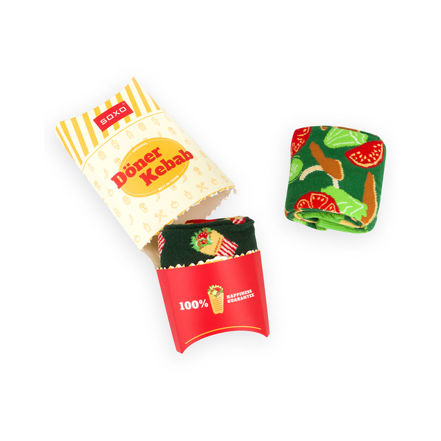Juego de 2 calcetines coloridos SOXO para hombre | kebab en una caja | regalo divertido para un hombre | colores