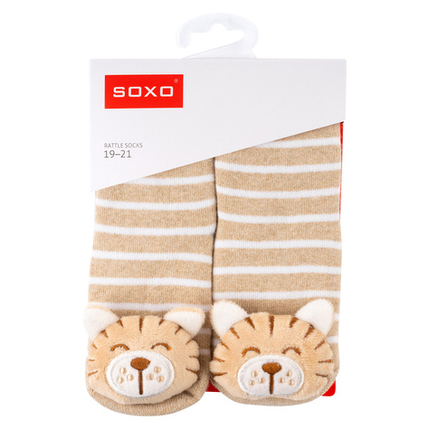 Set de 3 calcetines de colores para bebé SOXO con sonajero