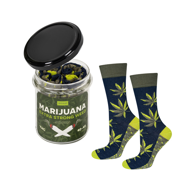 Calcetines coloridos de SOXO GOOD STUFF marijuana en un frasco de algodón