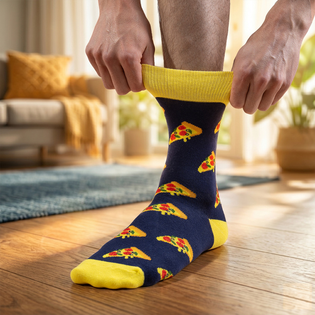 Coloridos calcetines SOXO para hombre y mujer con pizza en una caja | regalo para un hombre | regalo para mujer