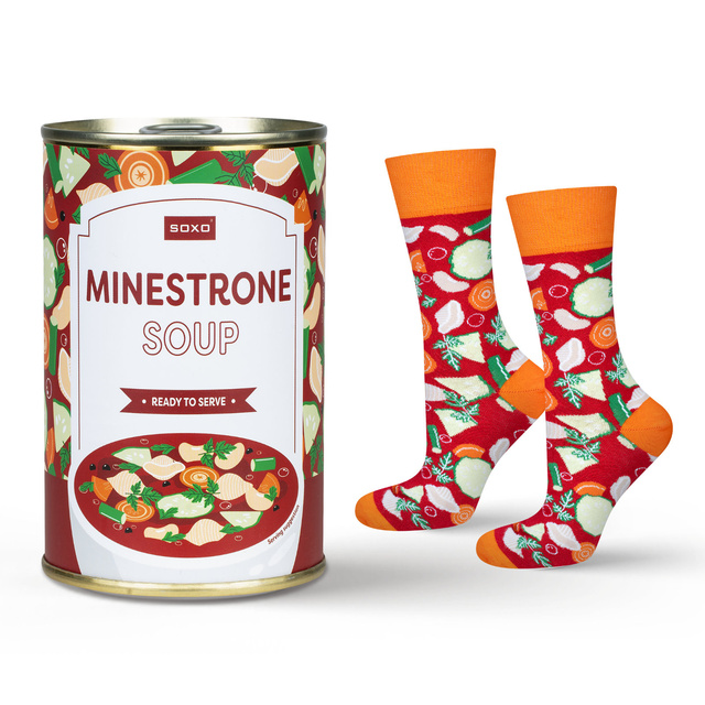 Calcetines de hombre | Sopa minestrone SOXO GOOD STUFF para mujer en lata | colorido | gracioso | idea de regalo para ella | para el unisexo