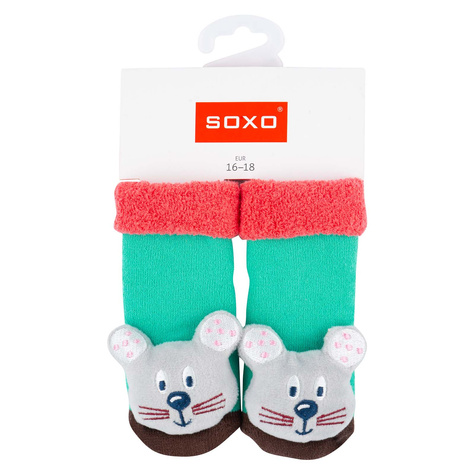 Calcetines de bebé SOXO de colores con un sonajero de ABS