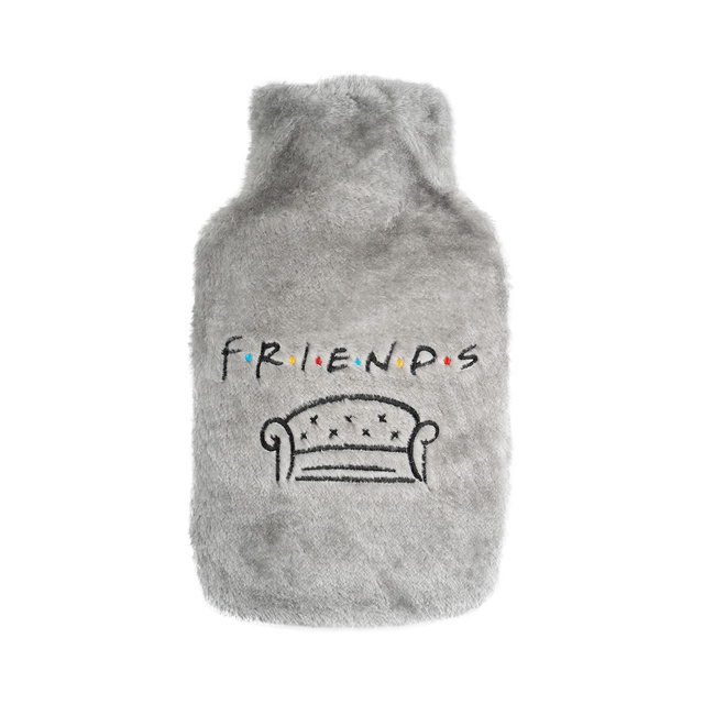 Botella de agua caliente SOXO gris con funda de felpa FRIENDS, idea de regalo GRANDE 1,8 l