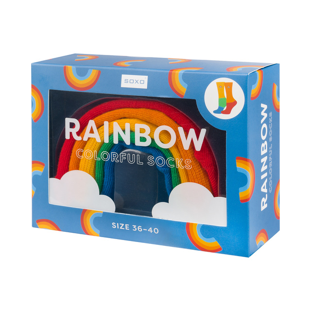 Calcetines de mujer | Calcetines de hombre SOXO | Arco iris en una caja | Idea de regalo divertida | Unisex